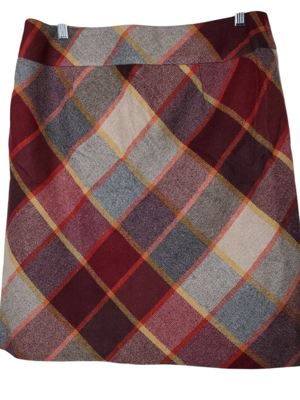 Talbots Women's Multi-Colored Wool Blend Plaid A-Line Straight Skirt, Size 12